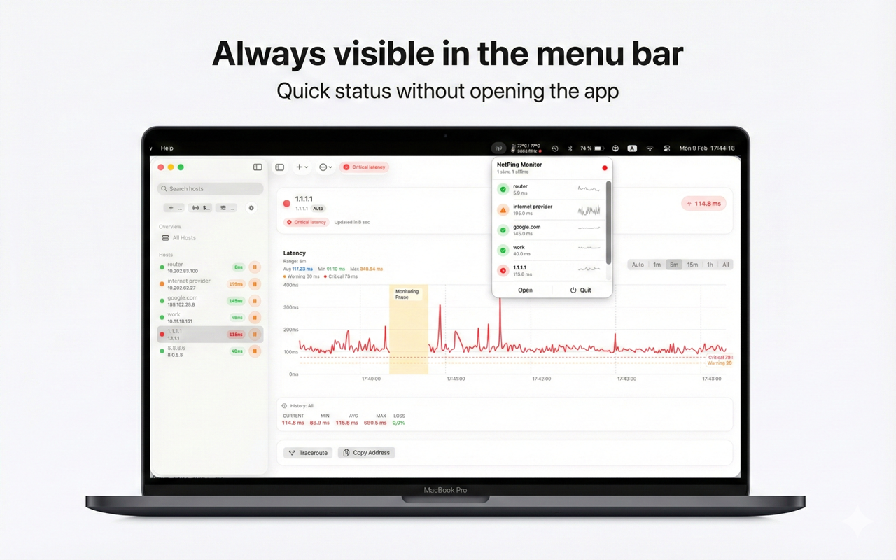NetPing Monitor notification settings and alert configuration